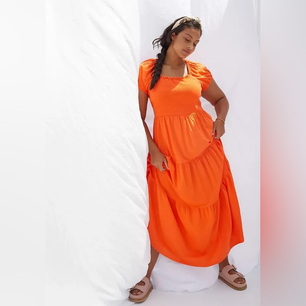 Daily Practice by Anthropologie Tiered Maxi Dress - Size 1X Orange